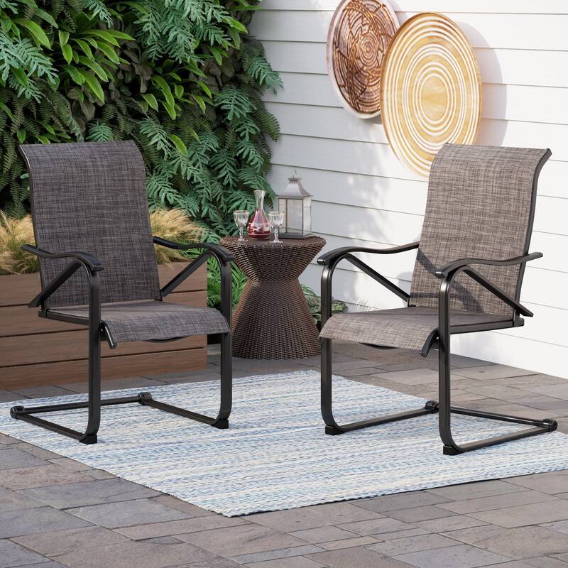 MAISON ARTS 9 Pieces Patio Dining Set, 1 piece Metal Table and 8 pcs C Spring Dining Chairs