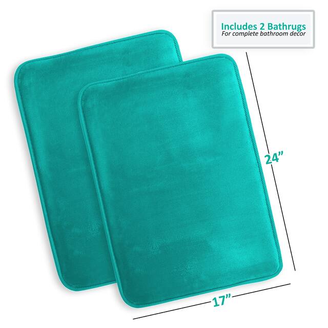 Clara Clark Ultra Soft Plush Bathroom Rug - Non-Slip, Velvet, Memory Foam Bath Mat - Set of 2