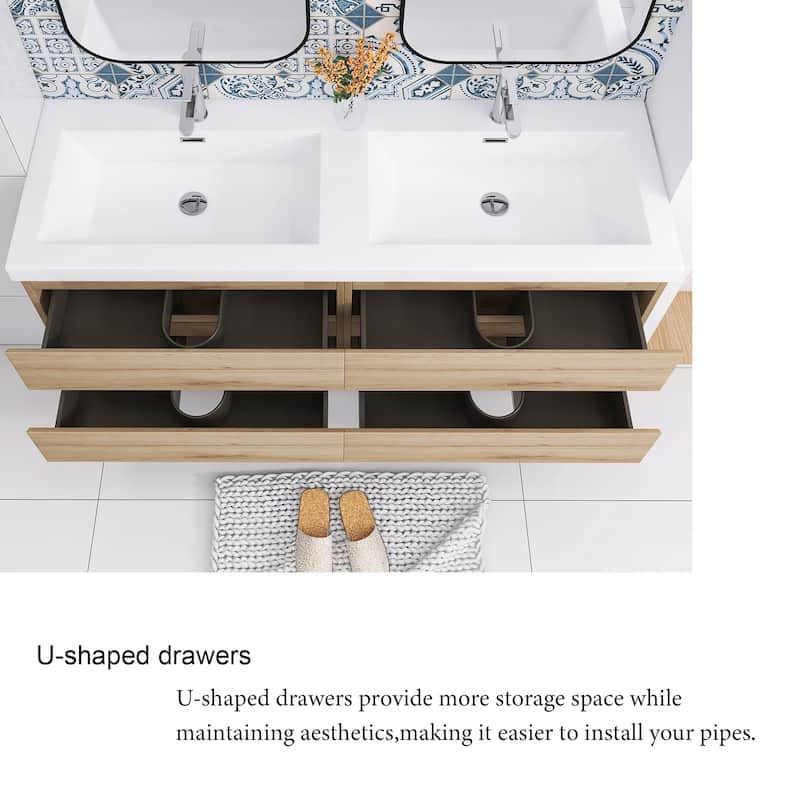 Floating Bathroom Vanity with two Resin Top