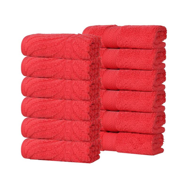 Superior Chevron Zero Twist Cotton Face Towel Washcloth Set of 12