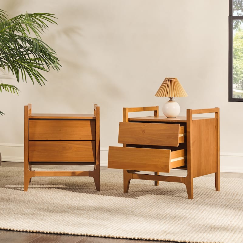 Middlebrook Designs Mid-Century Modern Solid Wood Nightstand (Set of 2)