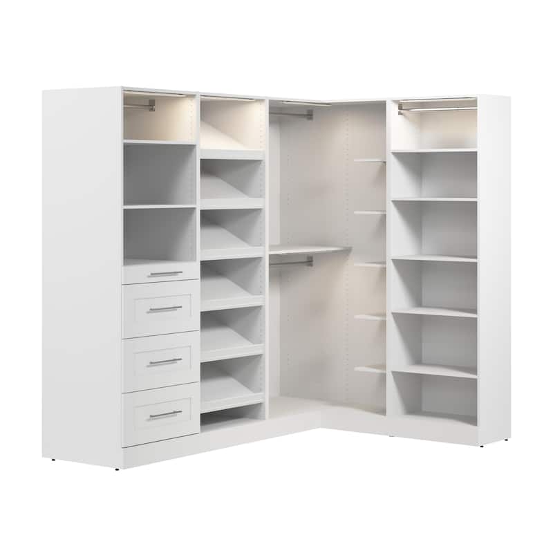 Bestar Florence 85W x 69D L Shaped Walk-In Closet System, Shaker