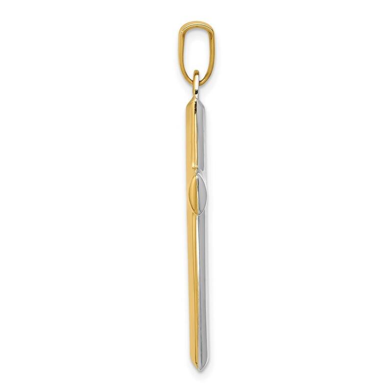 Curata 14k Yellow Gold Hollow Polished and Rhodium Reversible Cross Pendant - Measures 38.1x46.3mm