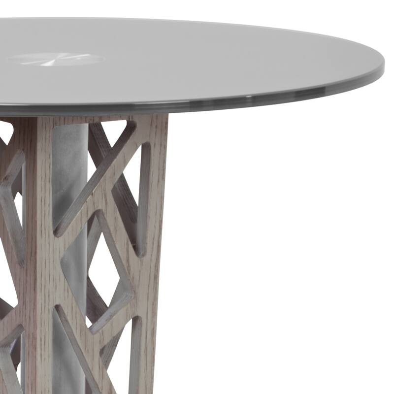 Armen Living Crystal Bar Table with Clear Tempered Glass Top