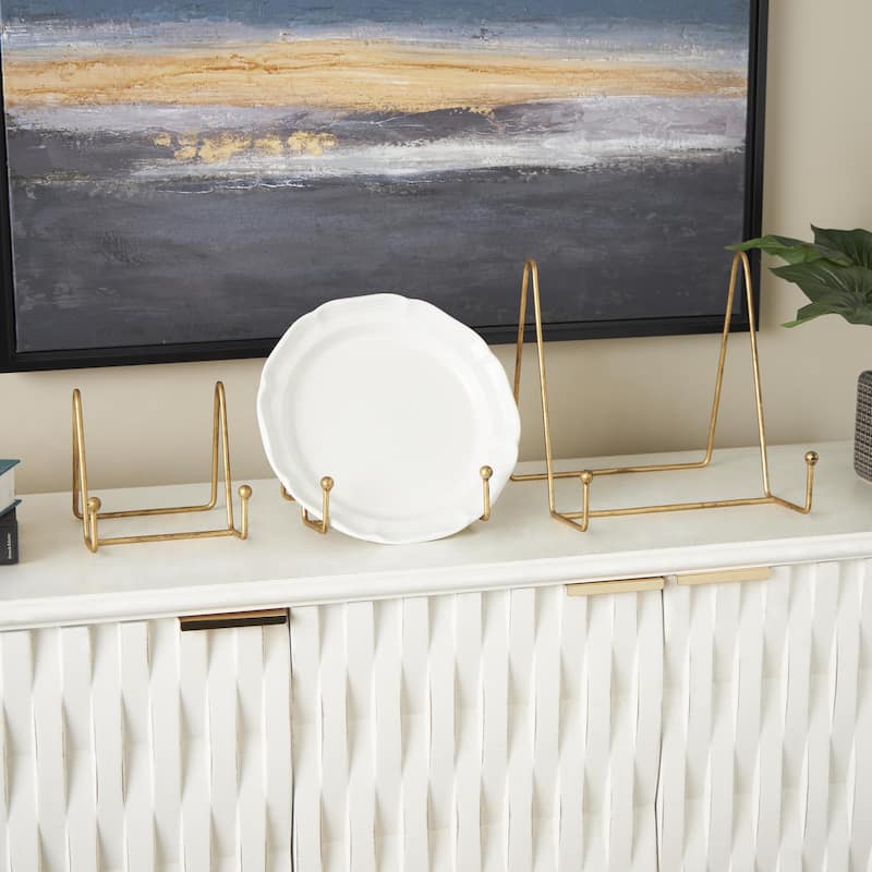 Metal Wide Triangle Display Easel - Set of 3 Gold - Roche River Decor