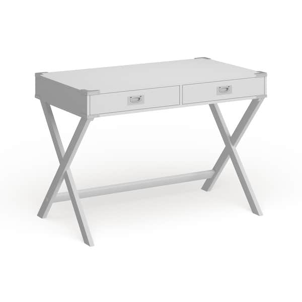 slide 22 of 29, Kenton X Base Wood Accent Campaign Writing Desk iNSPIRE Q Modern White