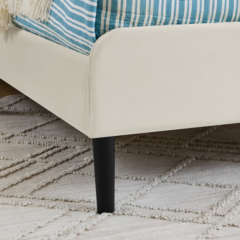 Roomfitters Twin/Full Upholstered Platform Bed with Side Backrest and Underbed Storage Trundle