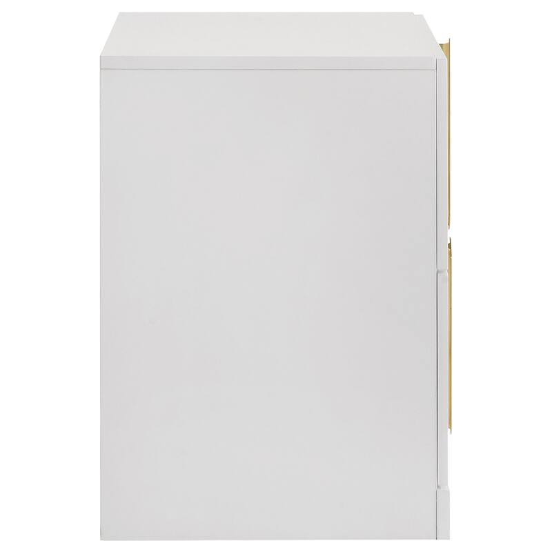 Ines 2-drawer Nightstand Bedside Table White High Gloss