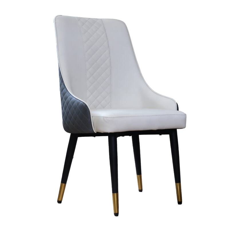 Set of 2 PU Leather Dining Chairs - Ergonomic High-Back Kitchen Chairs with Carbon Steel Legs, Waterproof & Easy Clean