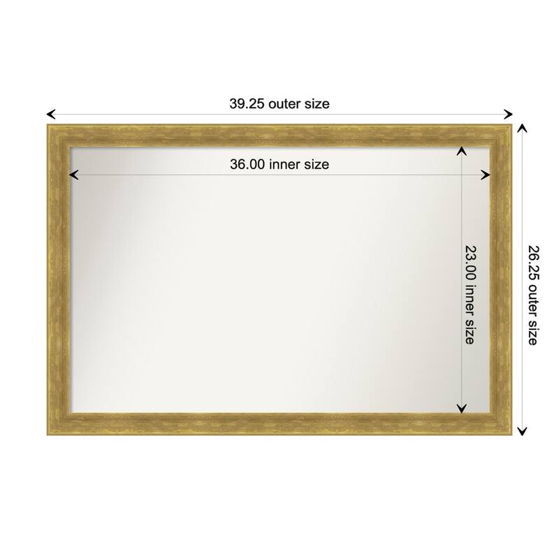 Angled Gold Framed Non-Beveled Custom Wall Mirror, Bathroom Vanity Mirror