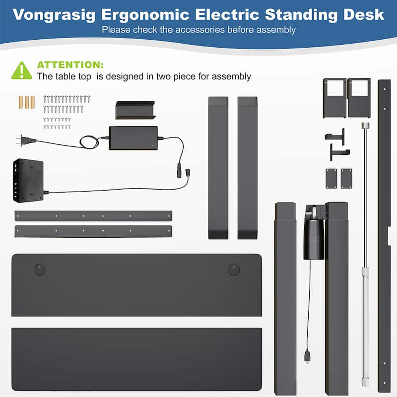 Futzca Height Adjustable Electric Standing Desk Sit Stand Computer Stand up Desk with Splice Board(Black)