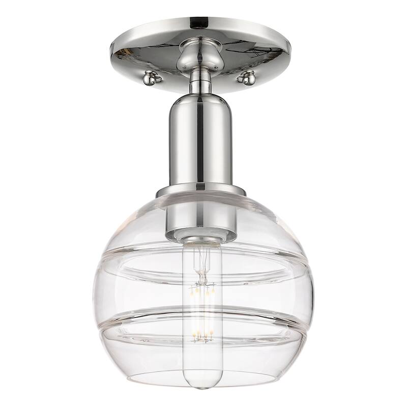 Innovations Lighting Endless Possibilities Arcadia - Rochester - 1 Light 6" Semi-Flush Mount - Clear/Polished Nickel