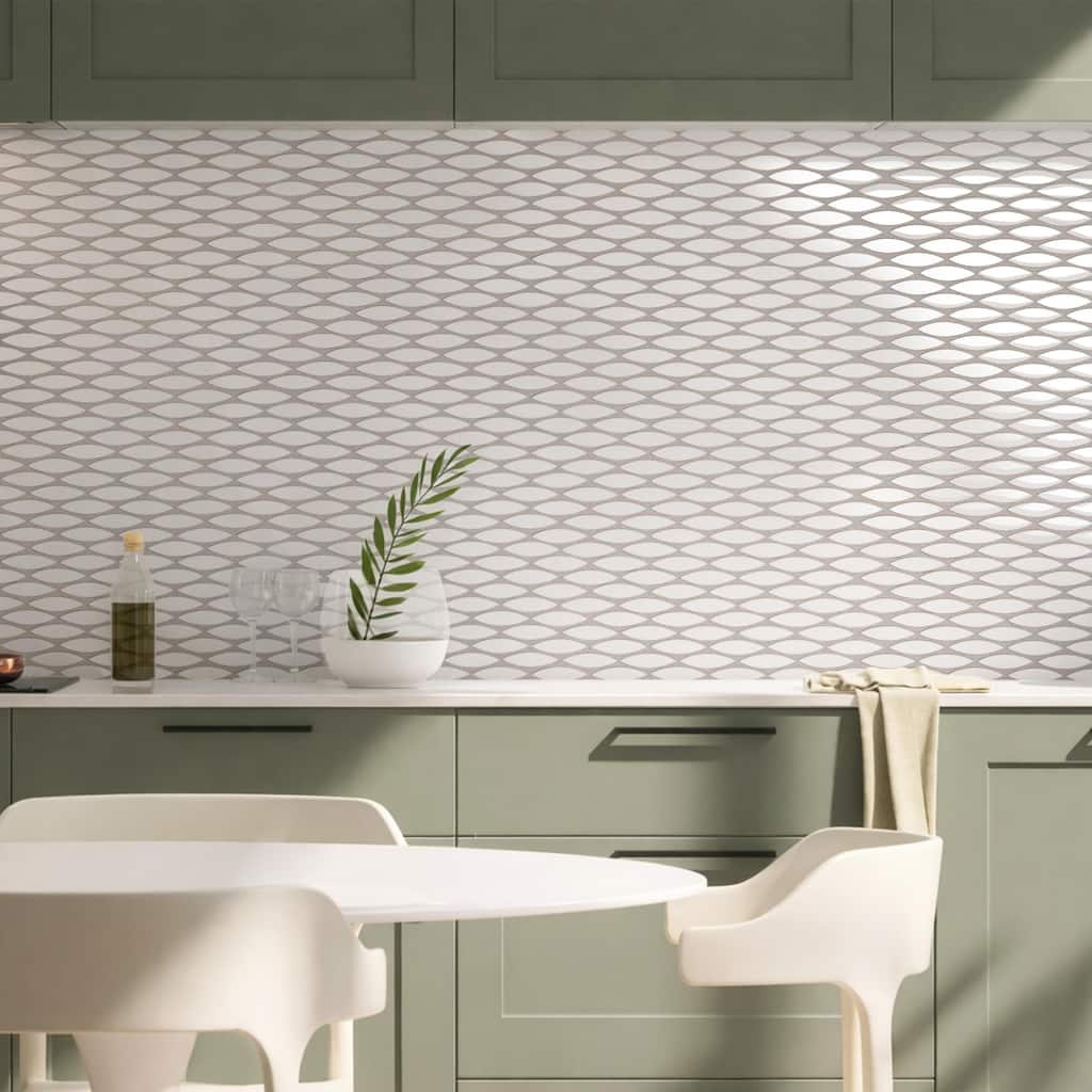 Merola Tile Pescado Glossy Cloud White 12" x 12-1/2" Porcelain Floor and Wall Tile