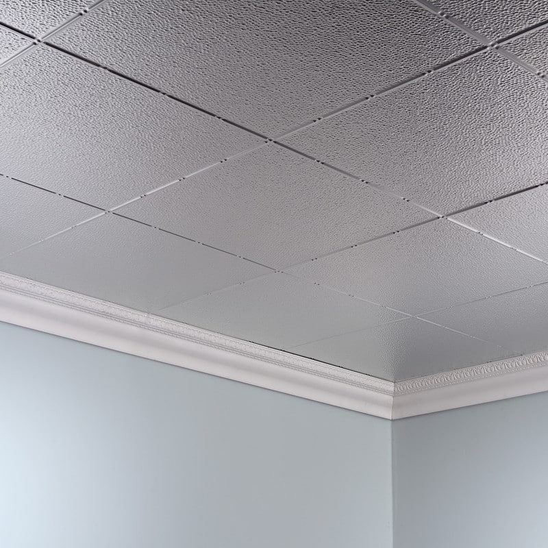 FASÄDE Border Fill Decorative Vinyl 2ft x 4ft Glue Up Ceiling Panel in Brushed Aluminum (5 Pack)