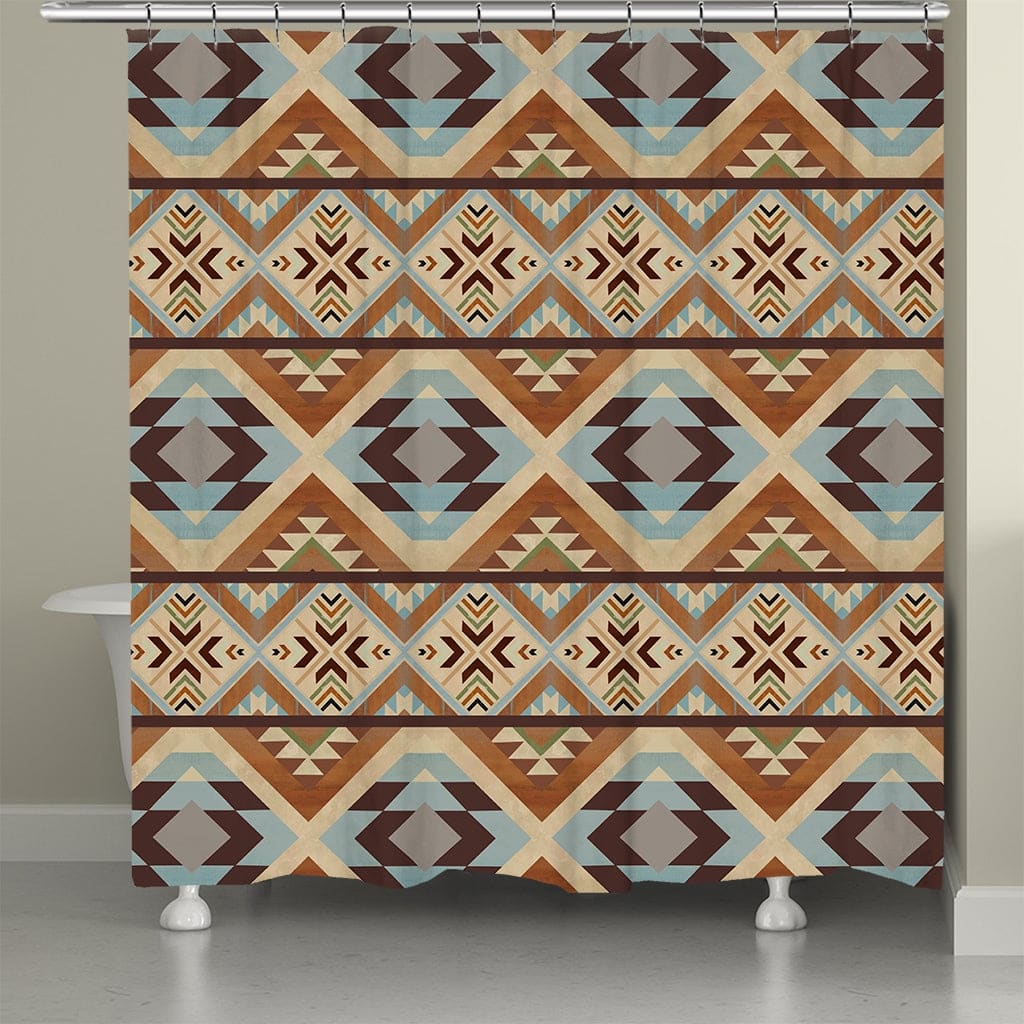 Laural Home Southwest Tile Shower Curtain 71x72