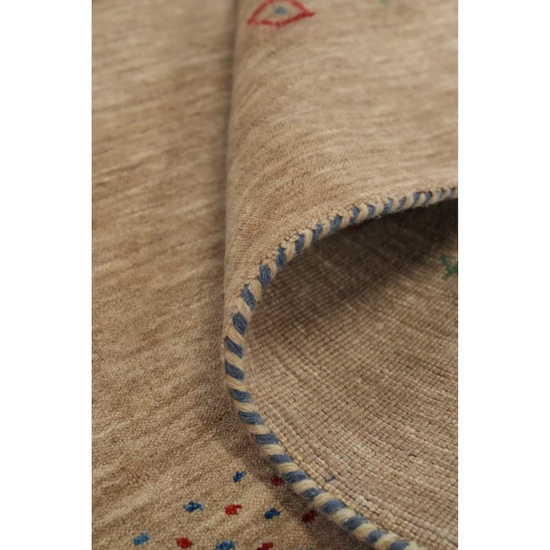 Hand Knotted Oriental 100% Wool Carpet Tribal Animal Pictorial Brown Gabbeh Area Rug - 8' 10'' X 6' 3''