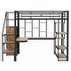 preview thumbnail 34 of 34, Full Size Metal Loft Bed with Storage Staircase, Small Wardrobe, and Desk
