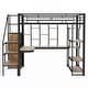 preview thumbnail 16 of 34, Metal Loft Bed with Storage Staircase and Small Wardrobe, Built-in Desk and Storage Shelves, Full Size