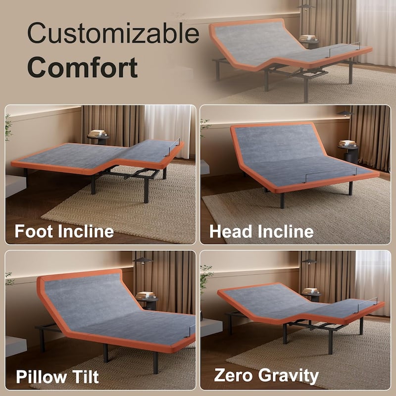 ESHINE Adjustable Bed Frame - Massage, Pillow-tilt, 5000 Series