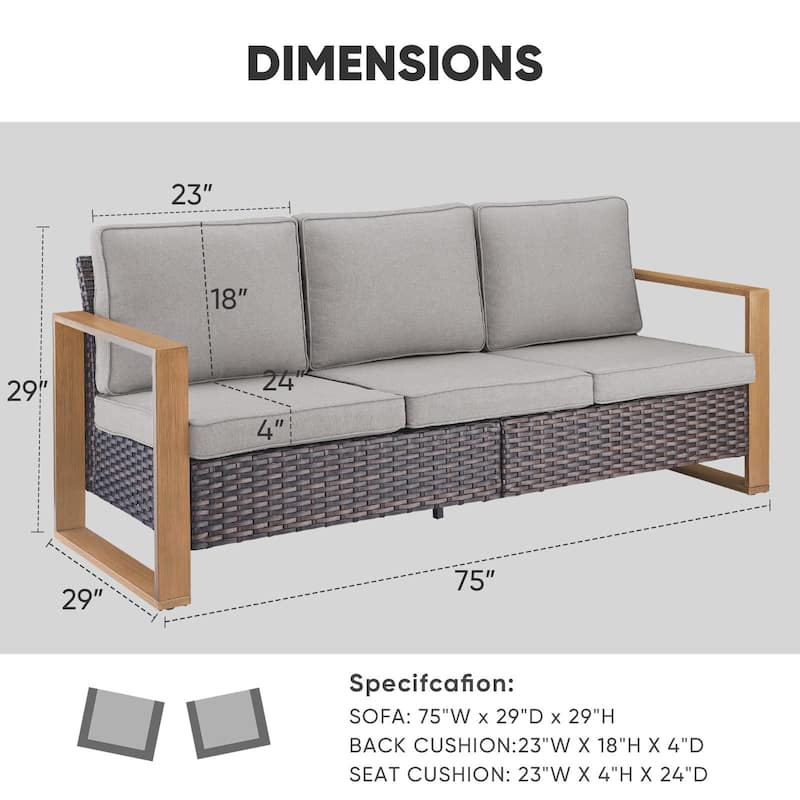Gymojoy Patio Sofa Wicker High Back Sofa