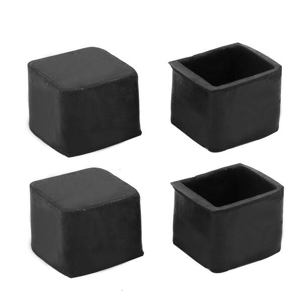 20mmx20mm Rubber Chair Leg Floor Protectors Table Feet Tips Covers Caps 4pcs Black Bed Bath