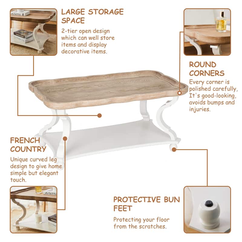 COZAYH Rustic Farmhouse Cottagecore Coffee Table