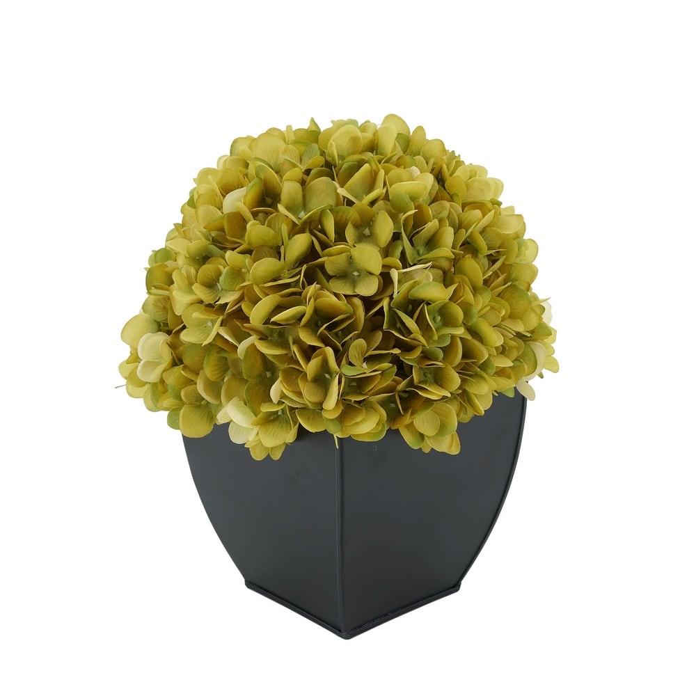 Faux Hydrangea in Black Tapered Zinc Cube