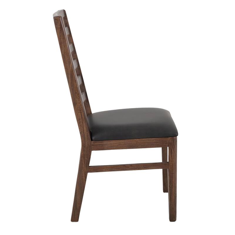 Ally Dining Chair Set of 2, Ladderback, Melina Wood, Brown Polyester
