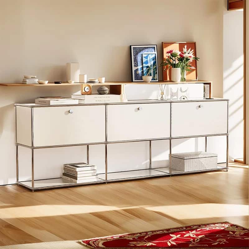 Modern Storage Cabinet Metal Organizer for Living Room and Home Office