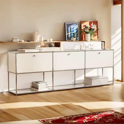 Modern Storage Cabinet Metal Organizer for Living Room and Home Office