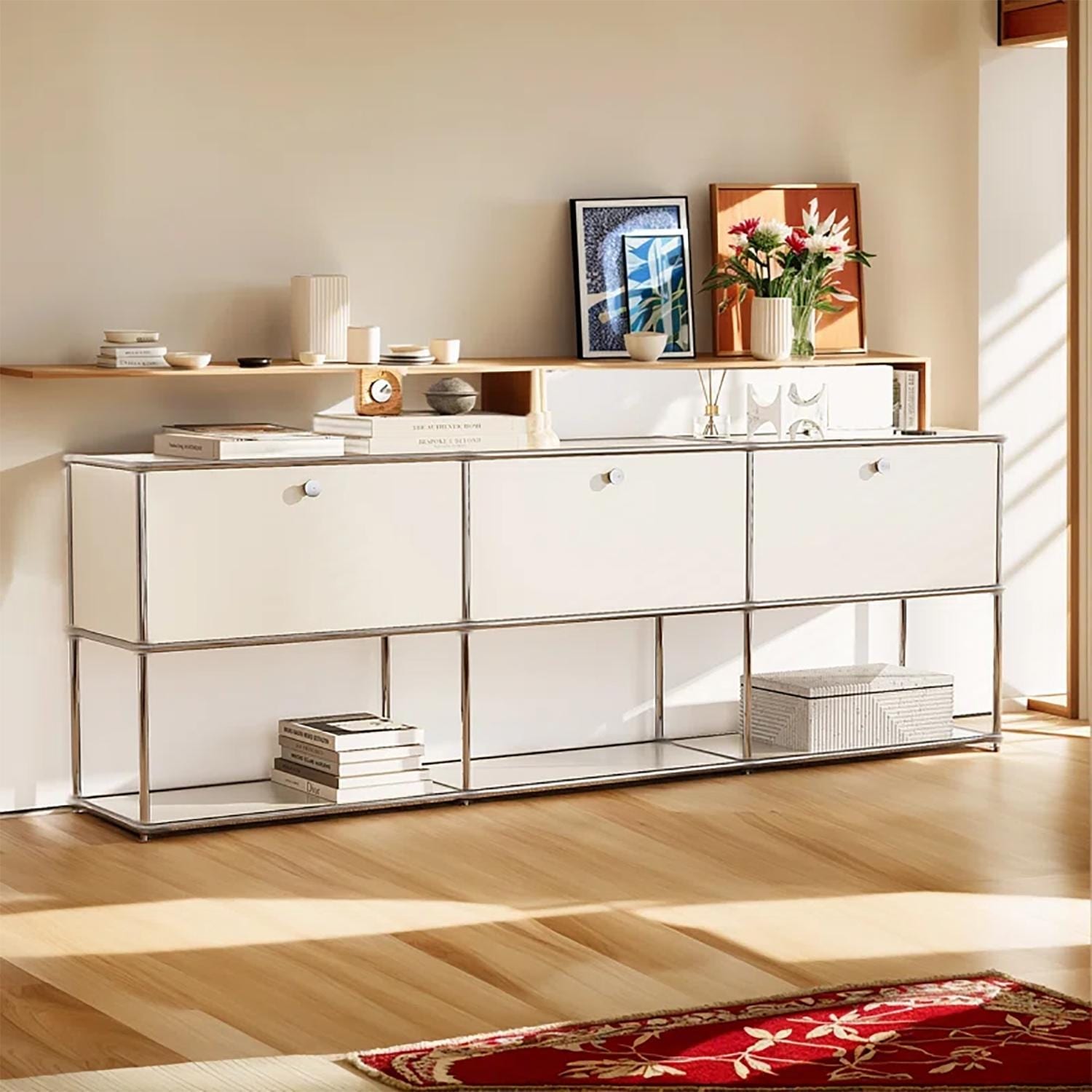 Modern Sideboard Office Storage Credenza Cabinet Metal Organizer
