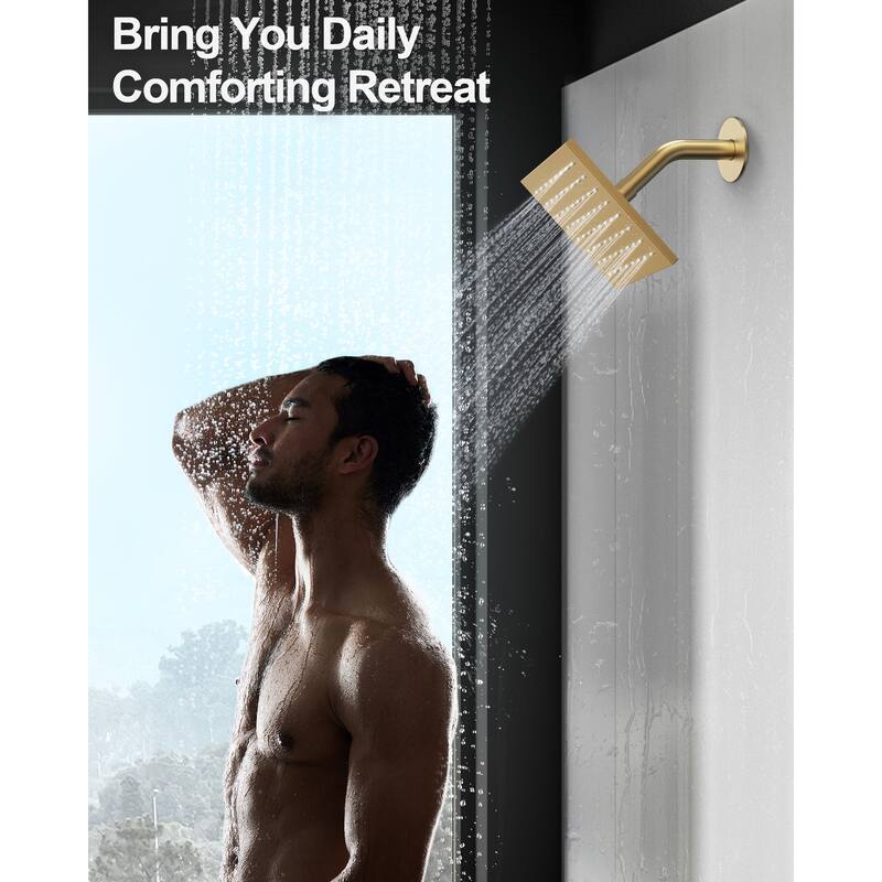 GRANDJOY LED 12" Rainfall Shower System Dual Shower Heads with 2-Handle Bathroom Sink Faucets Combo Set
