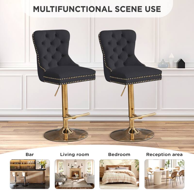 Modern Upholstered Adjusatble Thick Swivel Counter Barstools