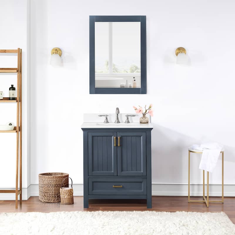 Altair Isla Single Bathroom Vanity Set and Aosta White Countertop without Mirror
