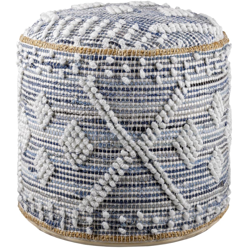 Sibille Bohemian Denim 18-inch Cylinder Pouf