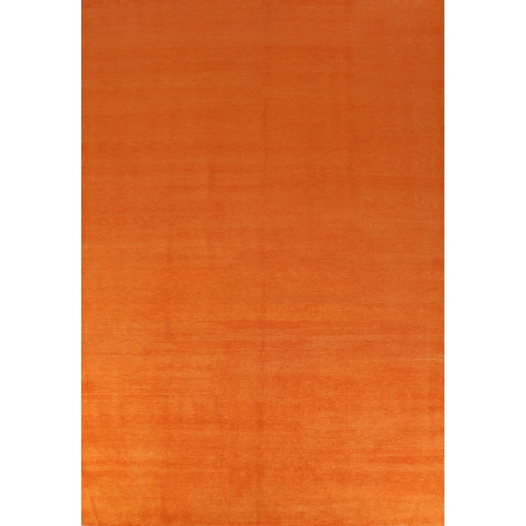 Hand Knotted Oriental 100% Wool Carpet Modern Solid Oranges & Rust Gabbeh Area Rug - 12' 1'' X 9' 4''