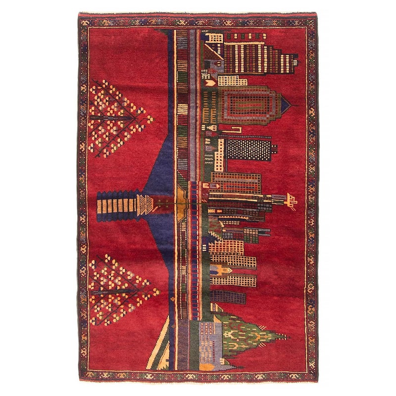 Teimani Red Rug 2'10" x 4'4" - 2'10 x 4'4 - Red - 2'10 x 4'4