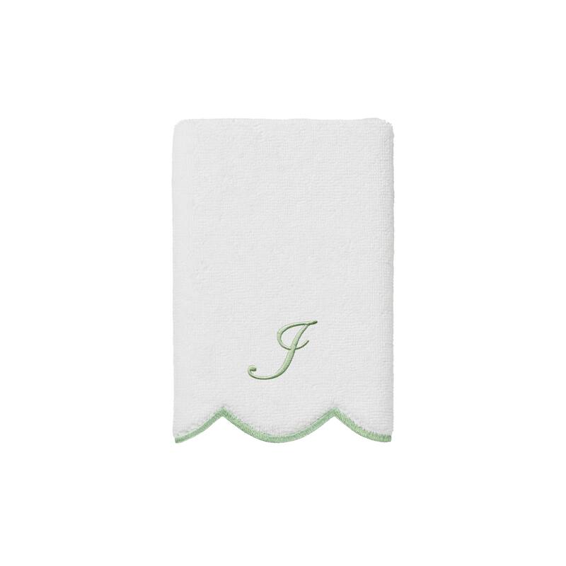 Authentic Hotel and Spa 100% Turkish Cotton Green ADORNIA Scallop Personalized 3 Piece Towel Set - 3 Piece Set