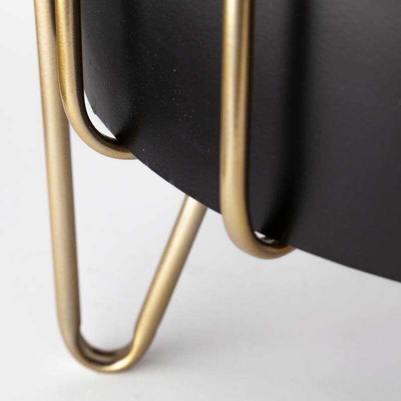 Pianta Black Metal Insert w/Brass Frame Plant Stands