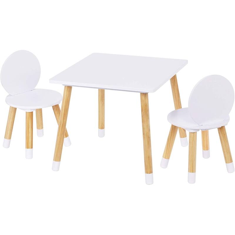 UTEX Kids Table with 2 Chairs Set for toddlers, boys, girls, 3 Piece Kiddy Table and Chairs Set, White