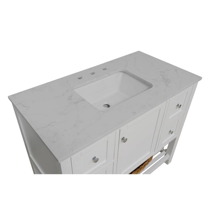 KitchenBathCollection Lakeshore 42" Bathroom Vanity with Engineered Carrara Top
