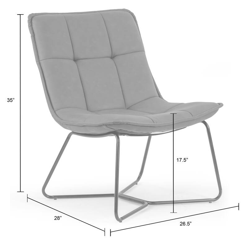 Aurele Armless Accent Chair with Black Metal Legs