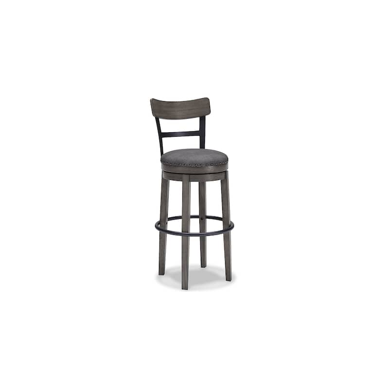 Signature Design by Ashley Caitbrook Gray Upholstered Swivel Barstool, Single