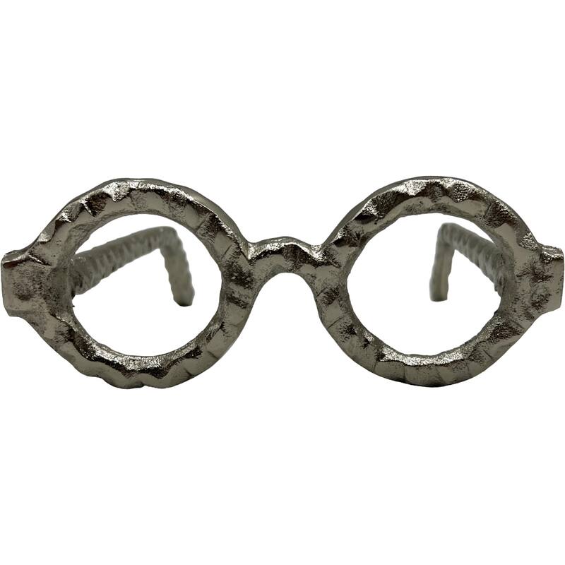 Decorative Handmade Aluminum 7.5 inch Glasses Sculpture - 7 x 7.5 x 2.5 in