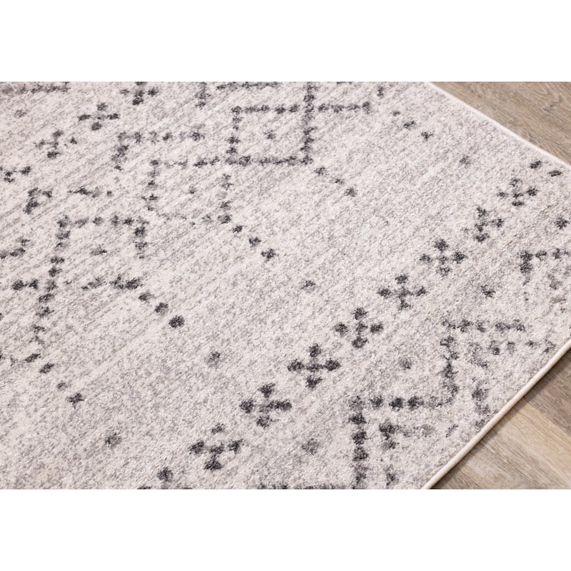 Flynn Collection - Grey/White Banded Tribal Motif Rug