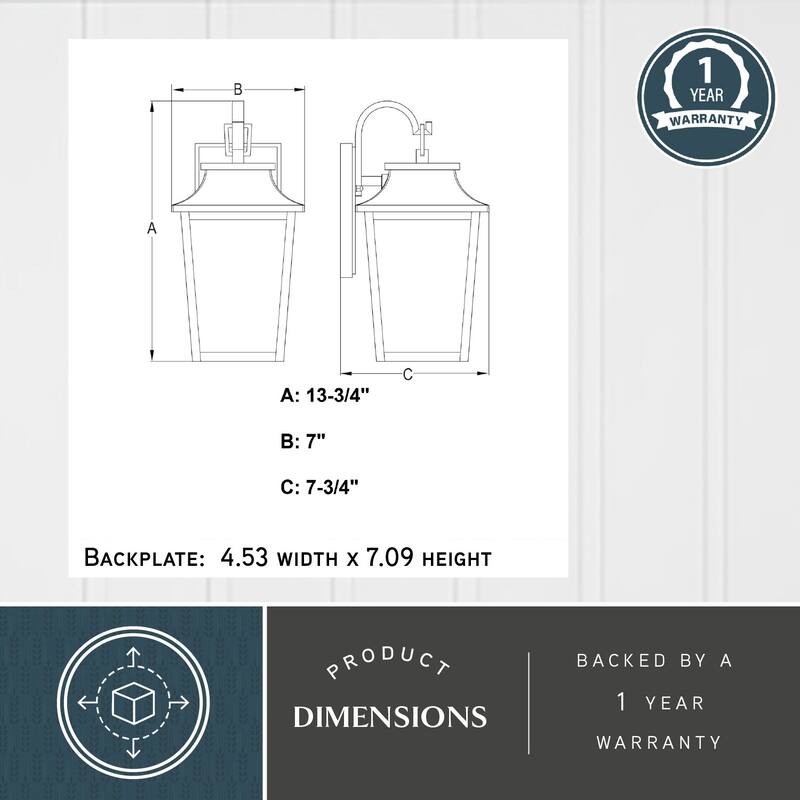 VAXCEL Irving Park Black Outdoor Wall Sconce Light Fixture made of Durable Steel, Clear Seeded Glass Shade
