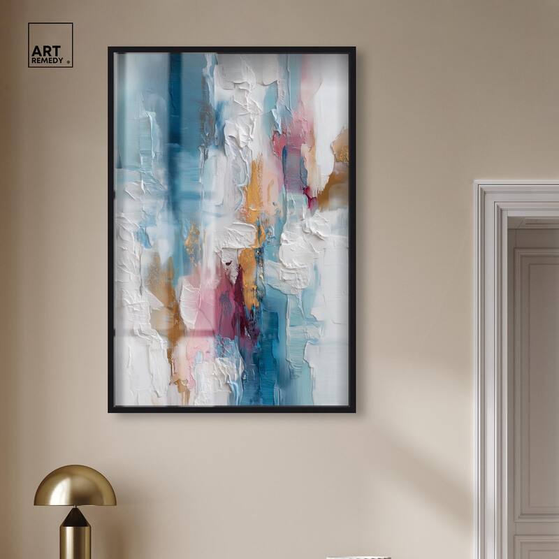 Petal Pink and Ocean Blue I Shadowbox by Art Remedy