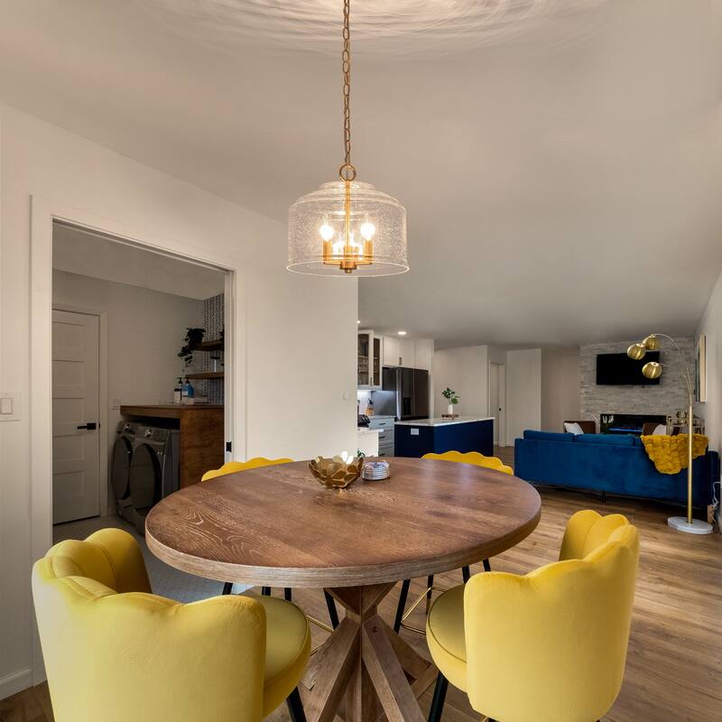 Modern Industrial 3-Light Clear Glass Drum Pendant Light