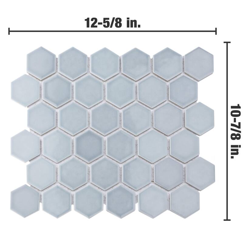 Merola Tile Hudson Due 2" Hex Slate 10-7/8" x 12-5/8" Porcelain Mosaic Floor and Wall Tile
