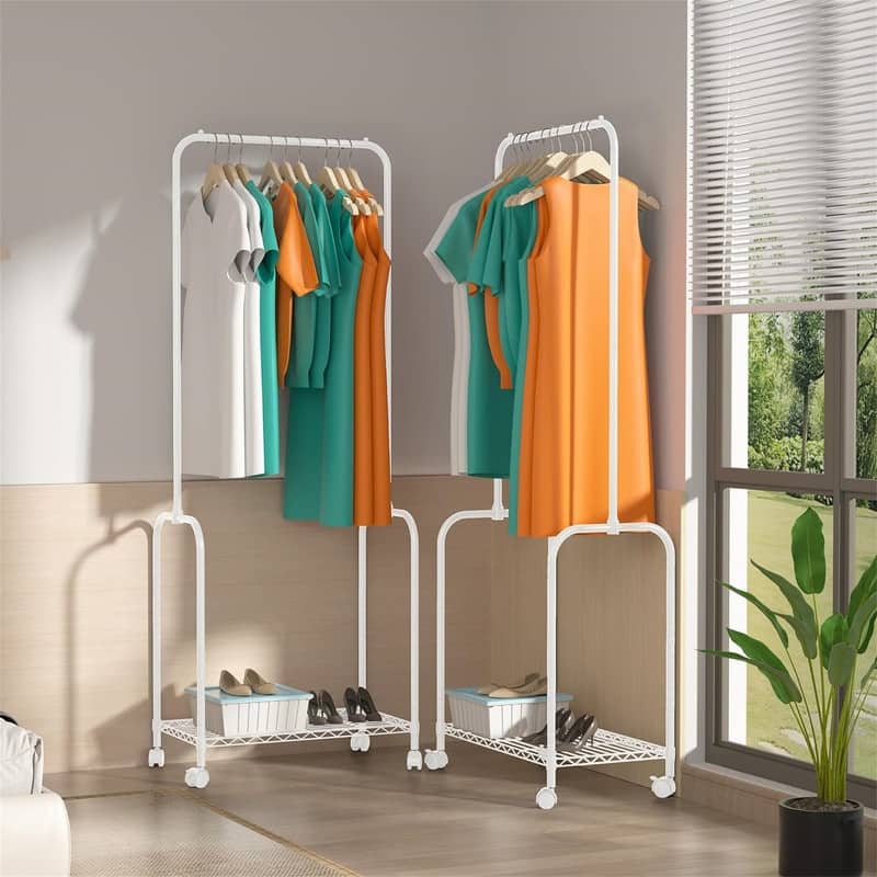 Rolling Clothes Rack 23.6 Inch Garment Rack - 13.8"D x 23.6"W x 65"H - White